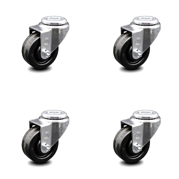 3.5 Inch Phenolic Wheel Swivel Bolt Hole Caster Set